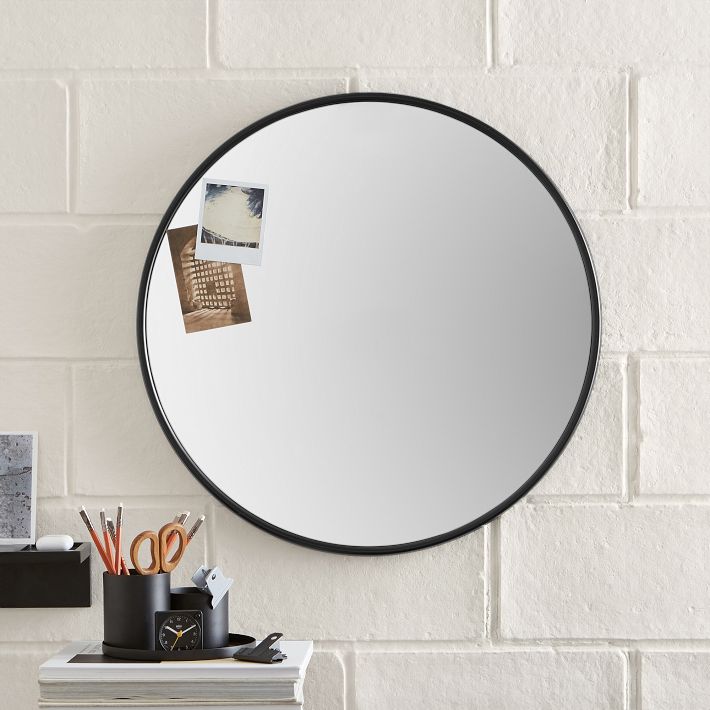 No Nails Round Metal Framed Mirror (24&quot;)