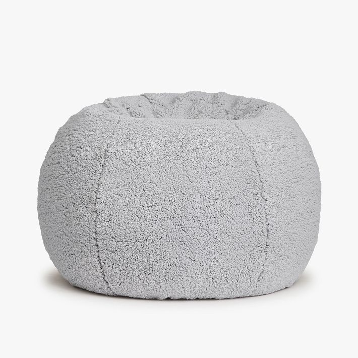 Sherpa Light Grey Bean Bag Chair Slipcover Only