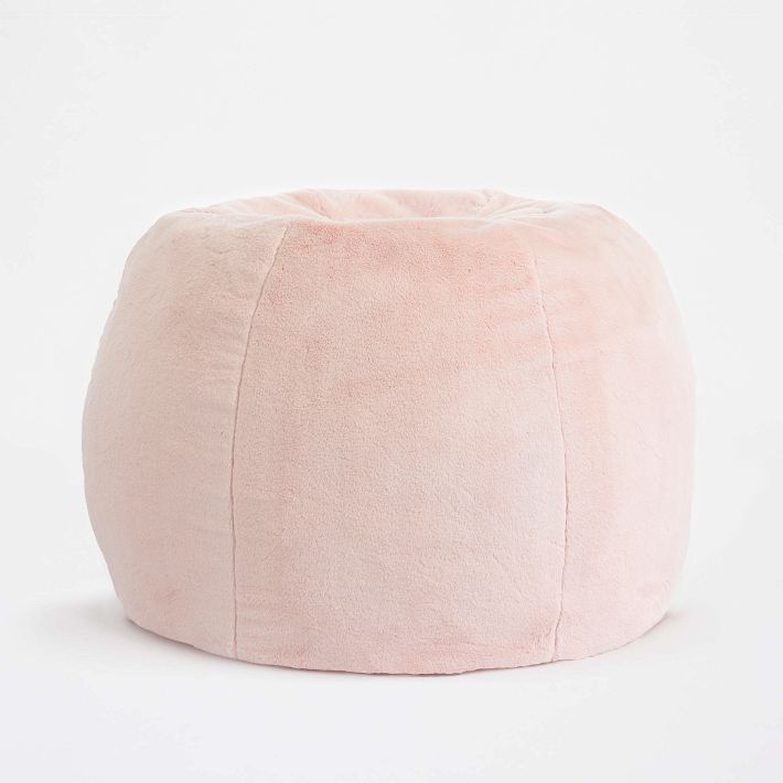 Faux Fur Blush Bean Bag Chair Slipcover Only