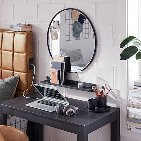 No Nails Round Metal Framed Mirror (24&quot;)