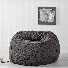 Sherpa Charcoal Bean Bag Chair