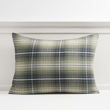 Wren Plaid Flannel, Standard Sham, Green Multi