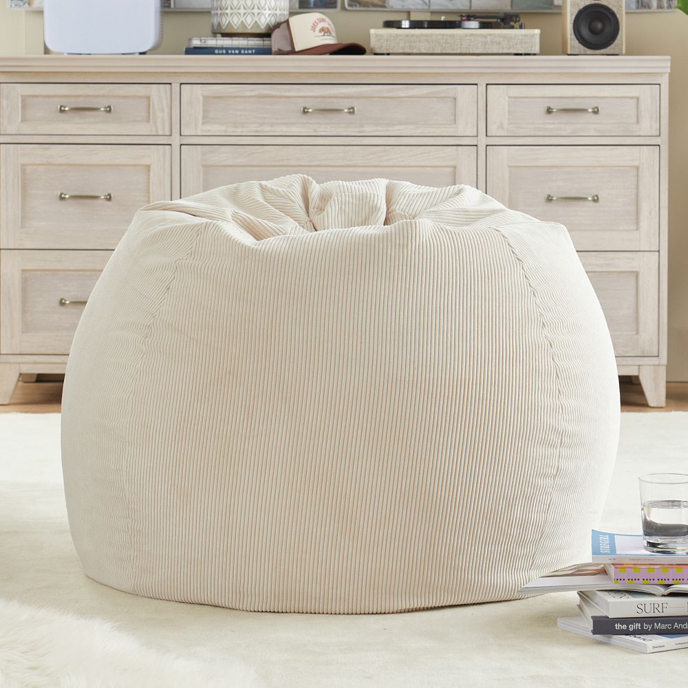 Corduroy Ivory Bean Bag Chair
