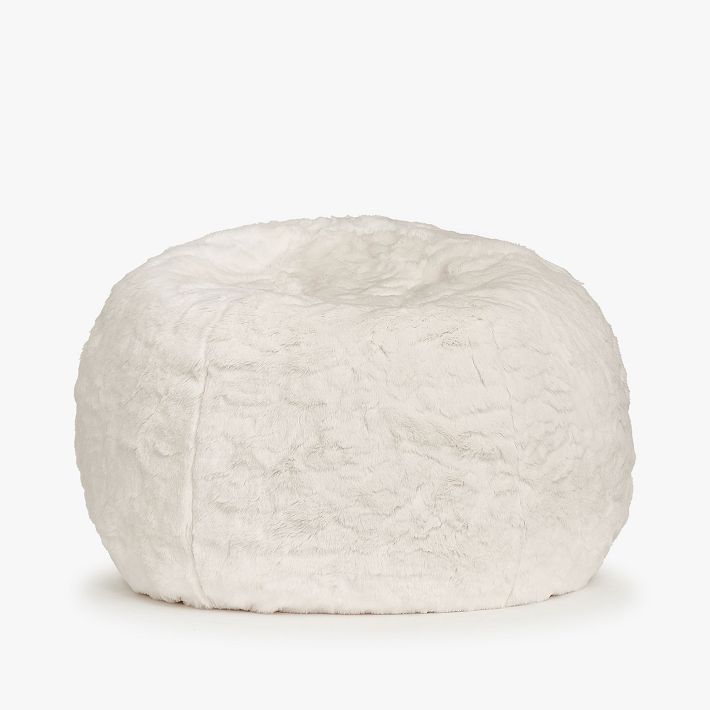 Medium Ivory Polar Bear Faux Fur Bean Bag Chair
