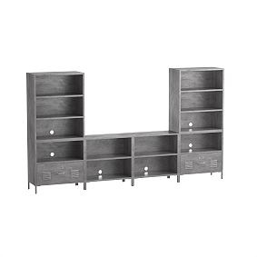 Locker Wall Media Set (2 1-Drawer, 2 2-Cubby, 2 3-Cubby and 4 Bases)