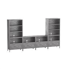Locker Wall Media Set (4 1-Drawer, 2 3-Cubby and 4 Bases)