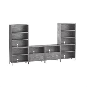 Locker Wall Media Set (2 1-Drawer, 2 2-Cubby, 2 3-Cubby and 4 Bases)