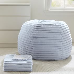 Channel Cloud Blue Bean Bag &amp; Clannel Cloud Gray Throw Gift Set