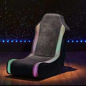 Textured Faux-Suede Charcoal Light-Changing Game Chair