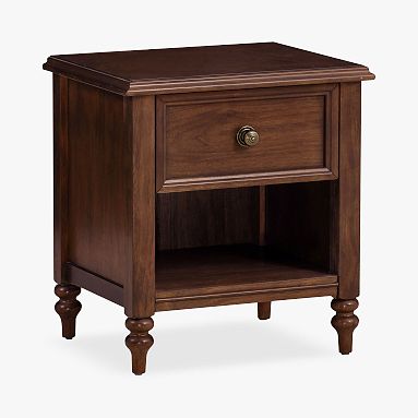 Chris Loves Julia Turned Wood Nightstand, Heritage Walnut, Parcel