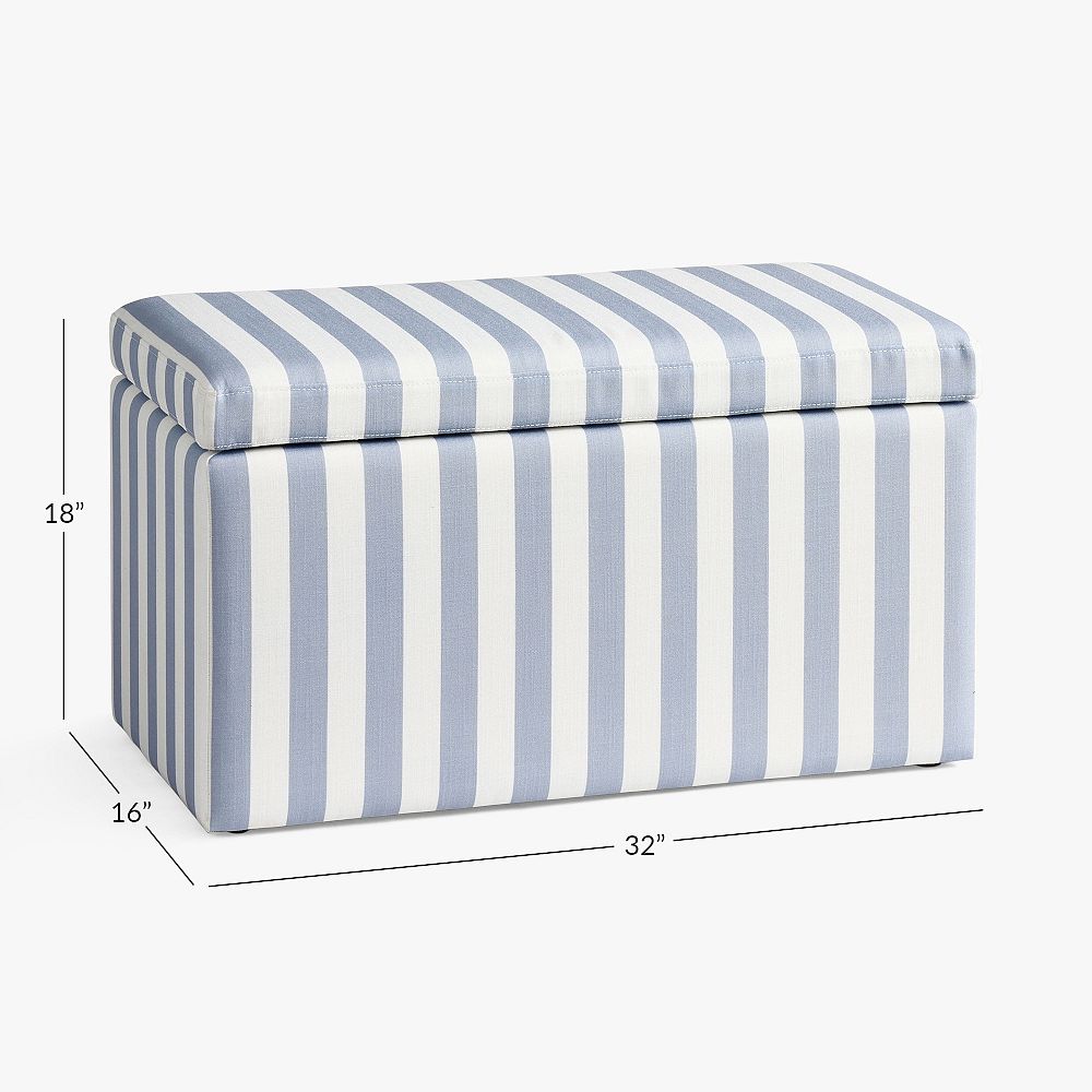 Cabana Stripe Chambray Rectangular Storage Bench (32")
