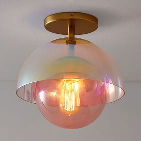 Iridescent Layered Glass Flush Mount