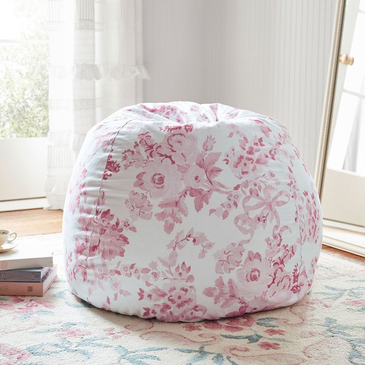 LoveShackFancy Garden Damask Pink Bean Bag Chair
