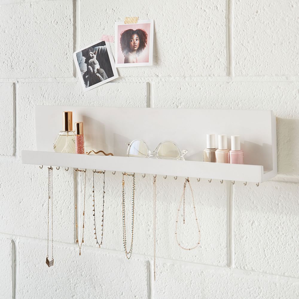 No Nails Wall Jewelry Holder and Storage Ledge