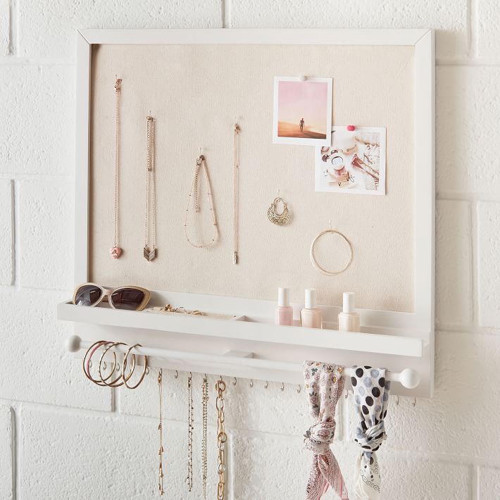 No Nails Wall Jewellery Holder and Linen Pinboard (24&quot;x22&quot;)