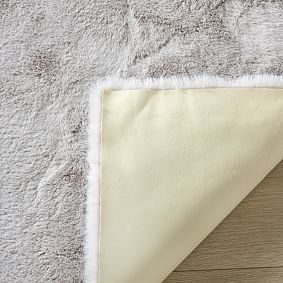 Open Box:  Washable Faux-Bunny Fur Rug - Stone Grey