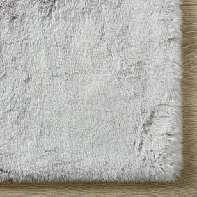 Open Box:  Washable Faux-Bunny Fur Rug - Stone Grey