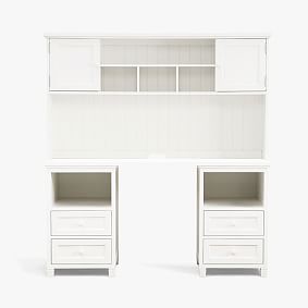 Beadboard Smart&#8482; Double Cubby Hutch Storage Desk, Simply White