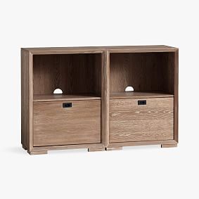 Callum Double 1-Drawer Storage Cabinet, Smoked Grey