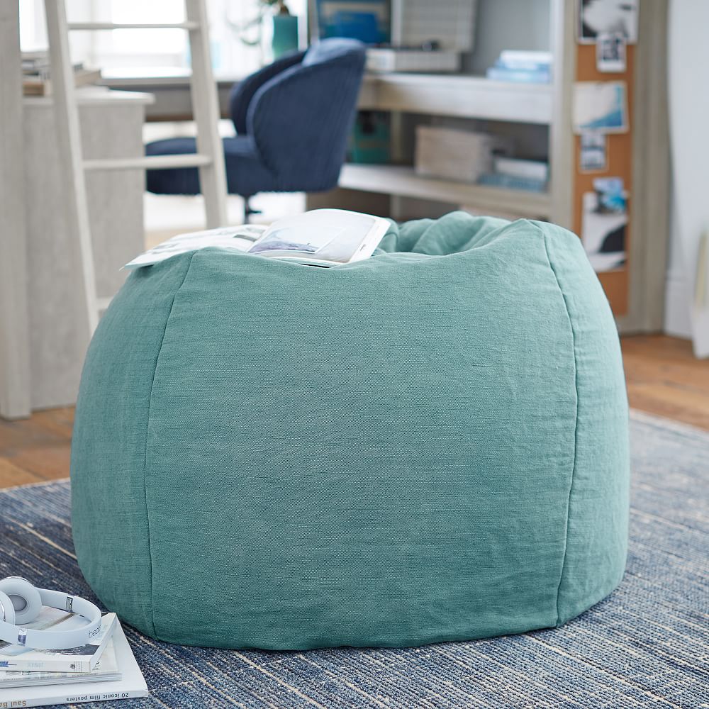 Jute Cotton Blend Dusty Turquoise Bean Bag Chair