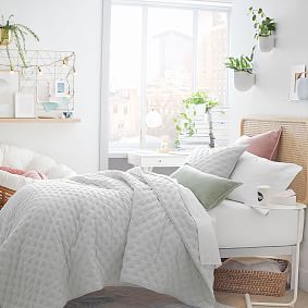 west elm x pbdorm Square Stitch Quilt