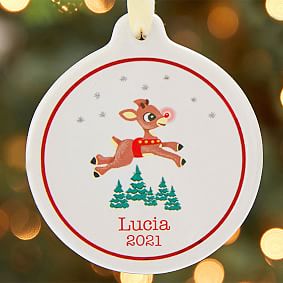 Rudolph Ceramic Disc Ornament
