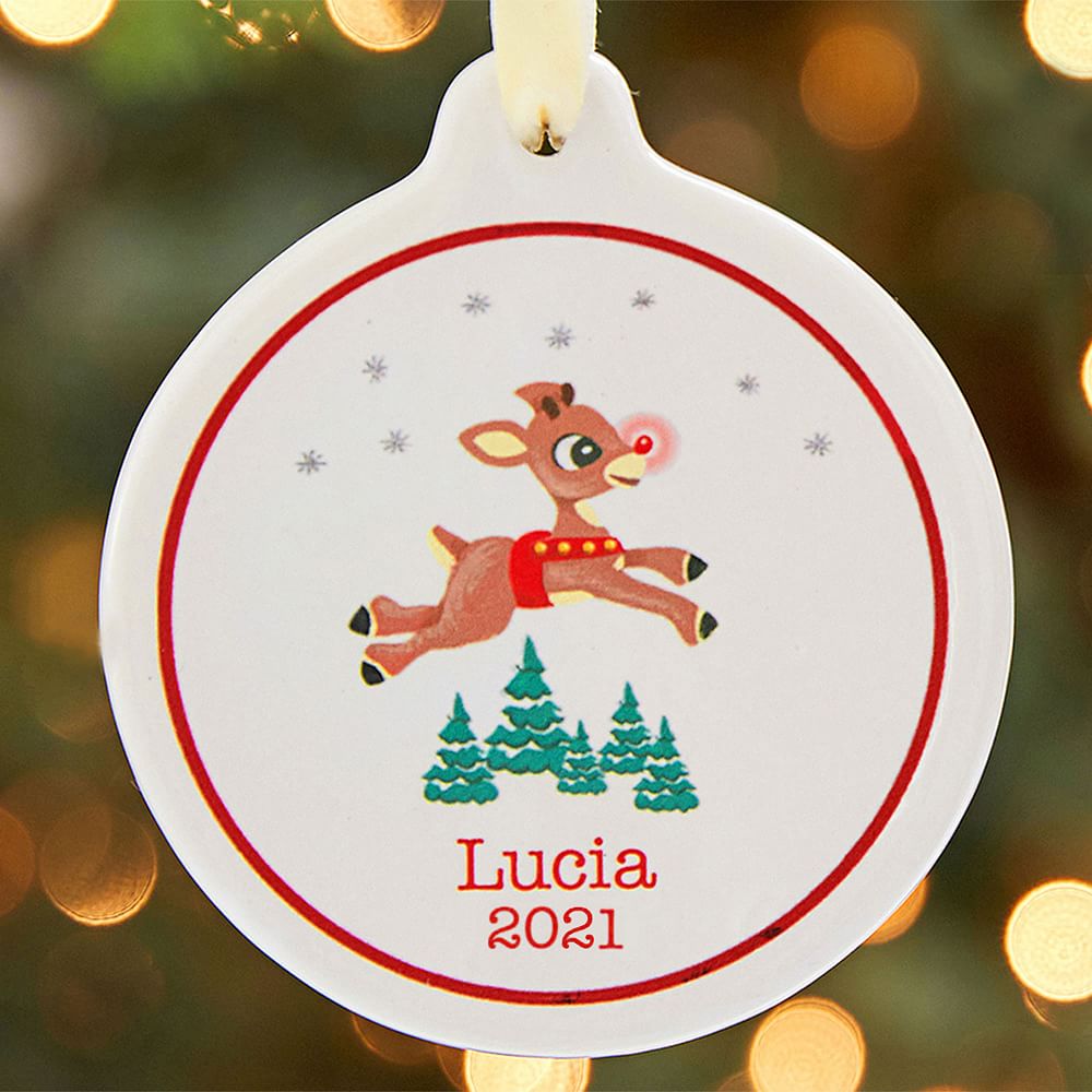 Rudolph Ceramic Disc Ornament