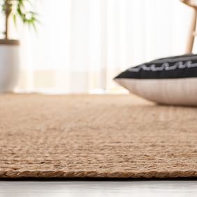 Natural Concentric Rectangles Jute Square Rug