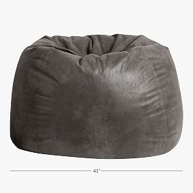 Textured Faux Suede Charcoal Bean Bag Chair
