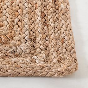 Natural Concentric Rectangles Jute Square Rug