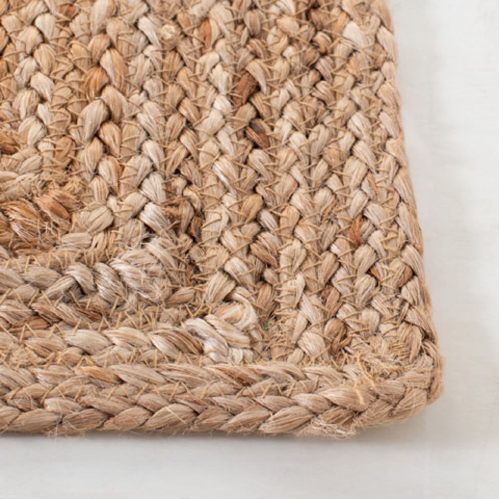 Natural Concentric Rectangles Jute Square Rug