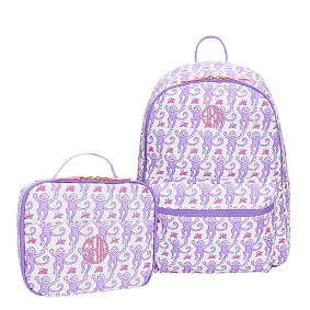 Colby Roller Rabbit Lavender Monkey Backpack &amp; Lunch Box Bundle