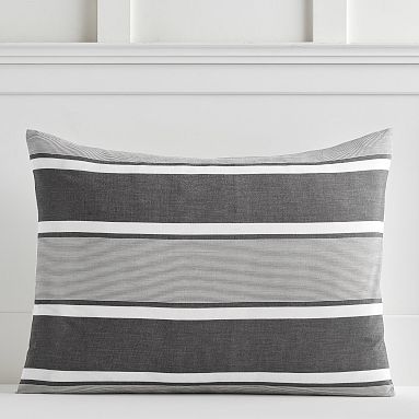 Jackson Stripe Organic Sham, Standard, Charcoal Black
