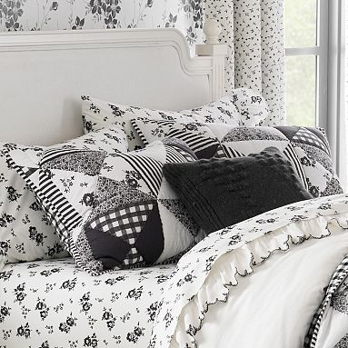 Emily & Meritt Black And White Patchwork Standard Sham, Black Multi