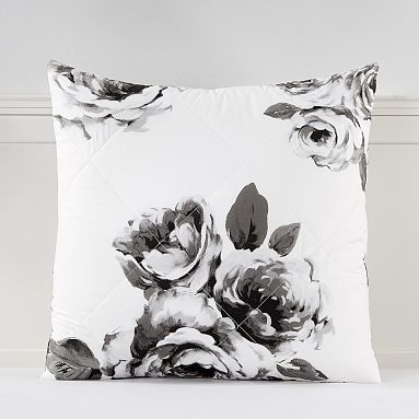 The Emily & Meritt Bed of Roses Sham, Euro, Black/White