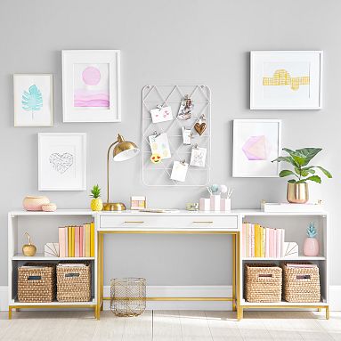 Blaire Writing Desk &amp; Cubby Bookcase Set (90&quot;)