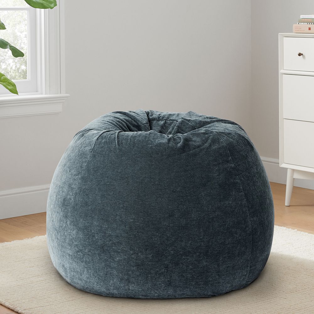 Rustic Chenille Slate Bean Bag Chair Slipcover Only