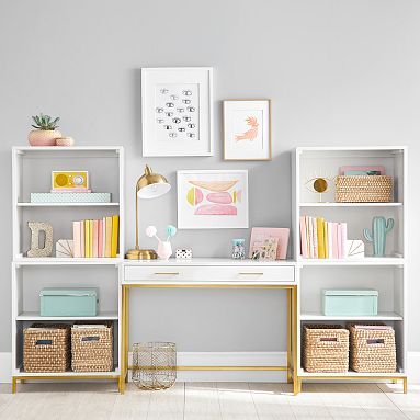Blaire Writing Desk &amp; Cubby Bookcase Superset (90&quot;)