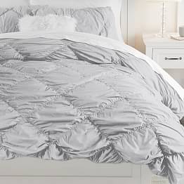 Ruched Diamond Organic Duvet Cover