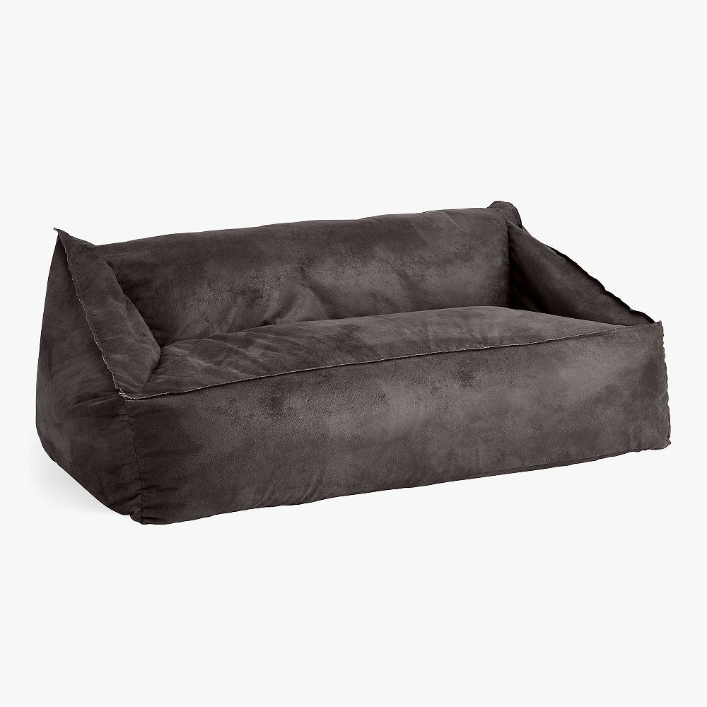 Textured Faux Suede Charcoal Double Modern Lounger