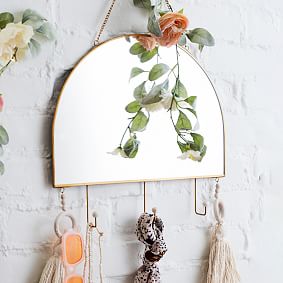 Half Dome Mirror with Hooks