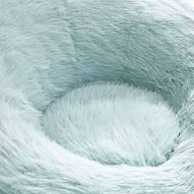 Feathery Faux Fur Porcelain Blue Groovy Swivel Chair