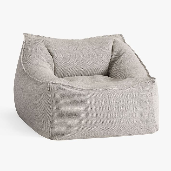 Boucle Twill Gravel Modern Bean Bag Lounger