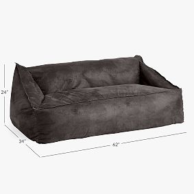 Textured Faux Suede Charcoal Double Modern Lounger