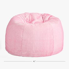 Winter Tipped Faux Fur Pink Bean Bag Chair Slipcover Only