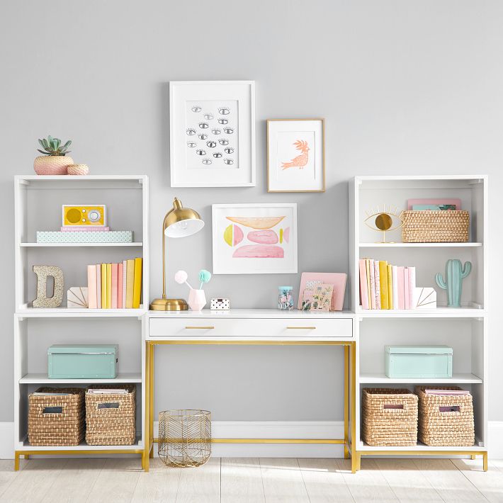 Blaire Writing Desk &amp; Cubby Bookcase Superset (90&quot;)