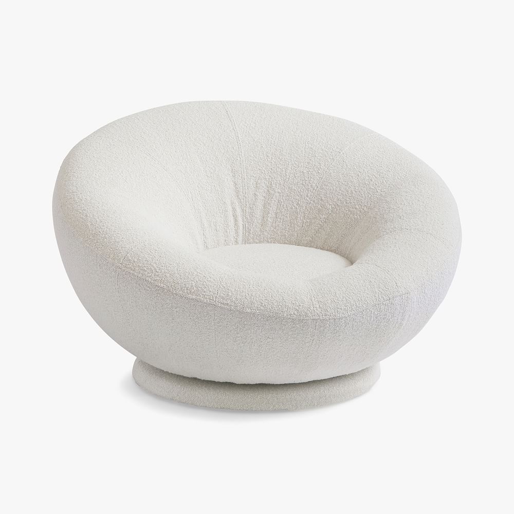 Chunky Boucle Ivory Groovy Swivel Chair