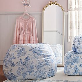 LoveShackFancy Garden Damask Blue Bean Bag Chair