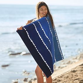 Tie-Dye Stripe Beach Towel, Navy