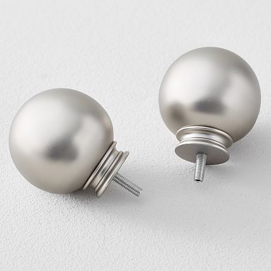 Classic Metal Ball Finial, Set of 2, Brushed Nickel